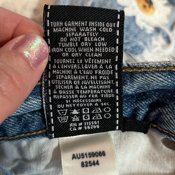 7 for All Mankind Distressed Painted Light Denim Cut Off Shorts w/ Sunflowers 23 - Picture 6 of 12